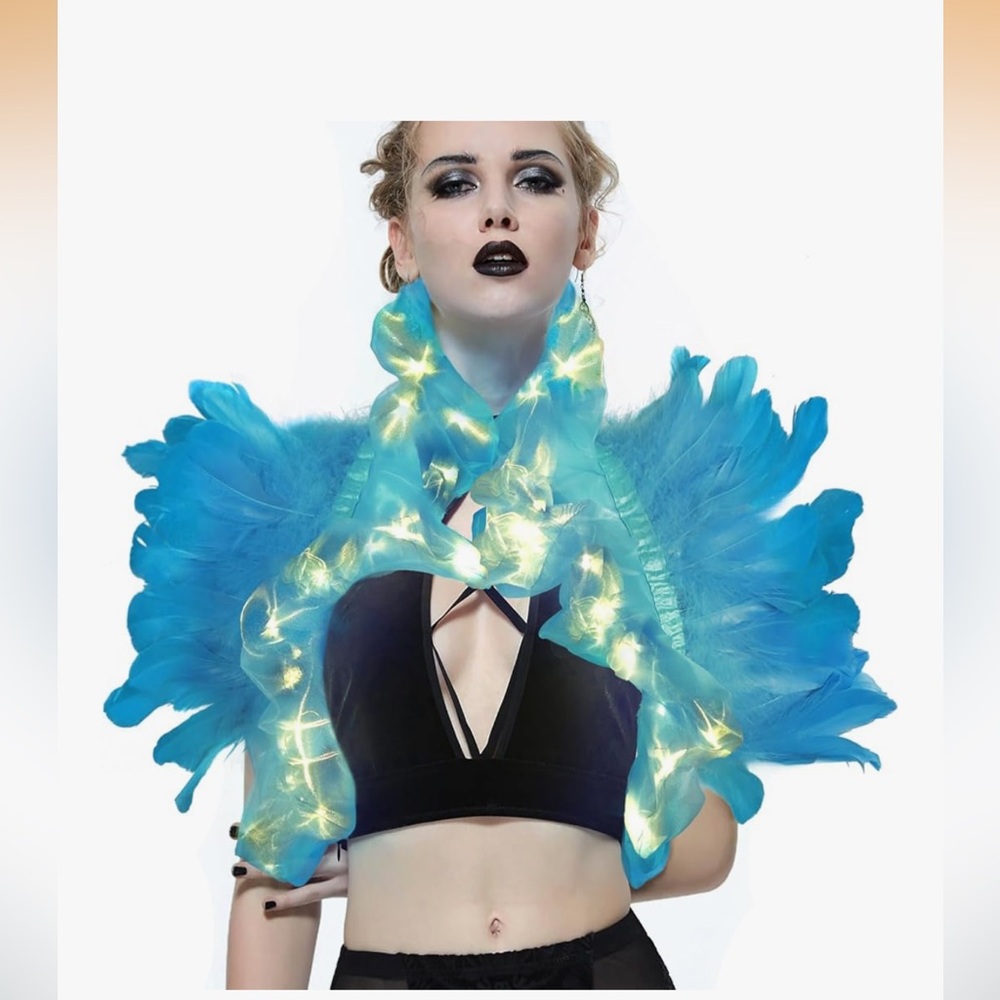 Blue Feather LED Shoulder Wrap